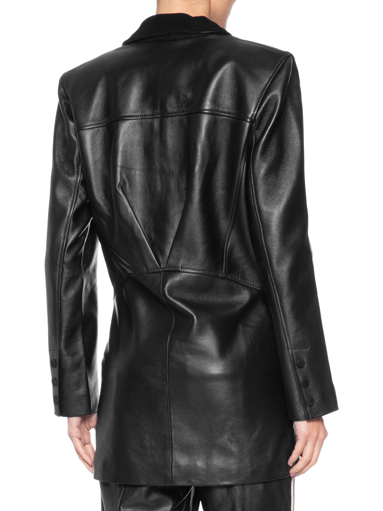 Blazer Feminino De Couro Transpassado Clássico Preto Animale