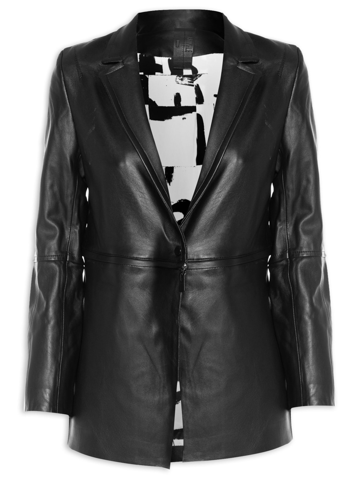 Blazer Feminino De Couro Zíper Destacável - Preto