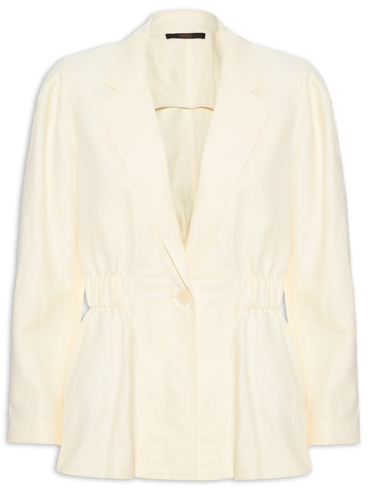 Blazer Feminino De Linho Com Elástico - Amarelo