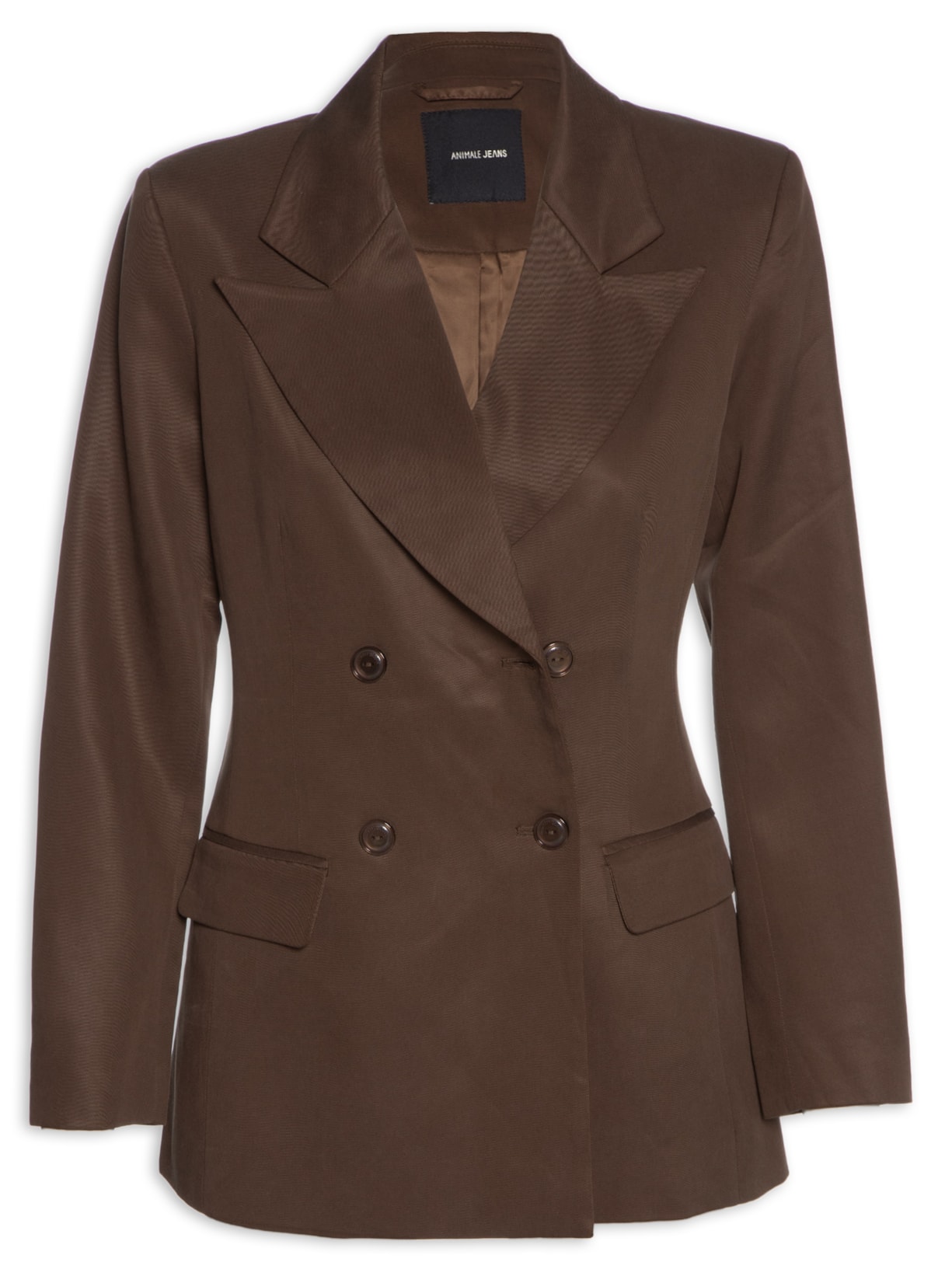 Blazer Feminino De Tencel Alfaiataria Acinturado - Marrom