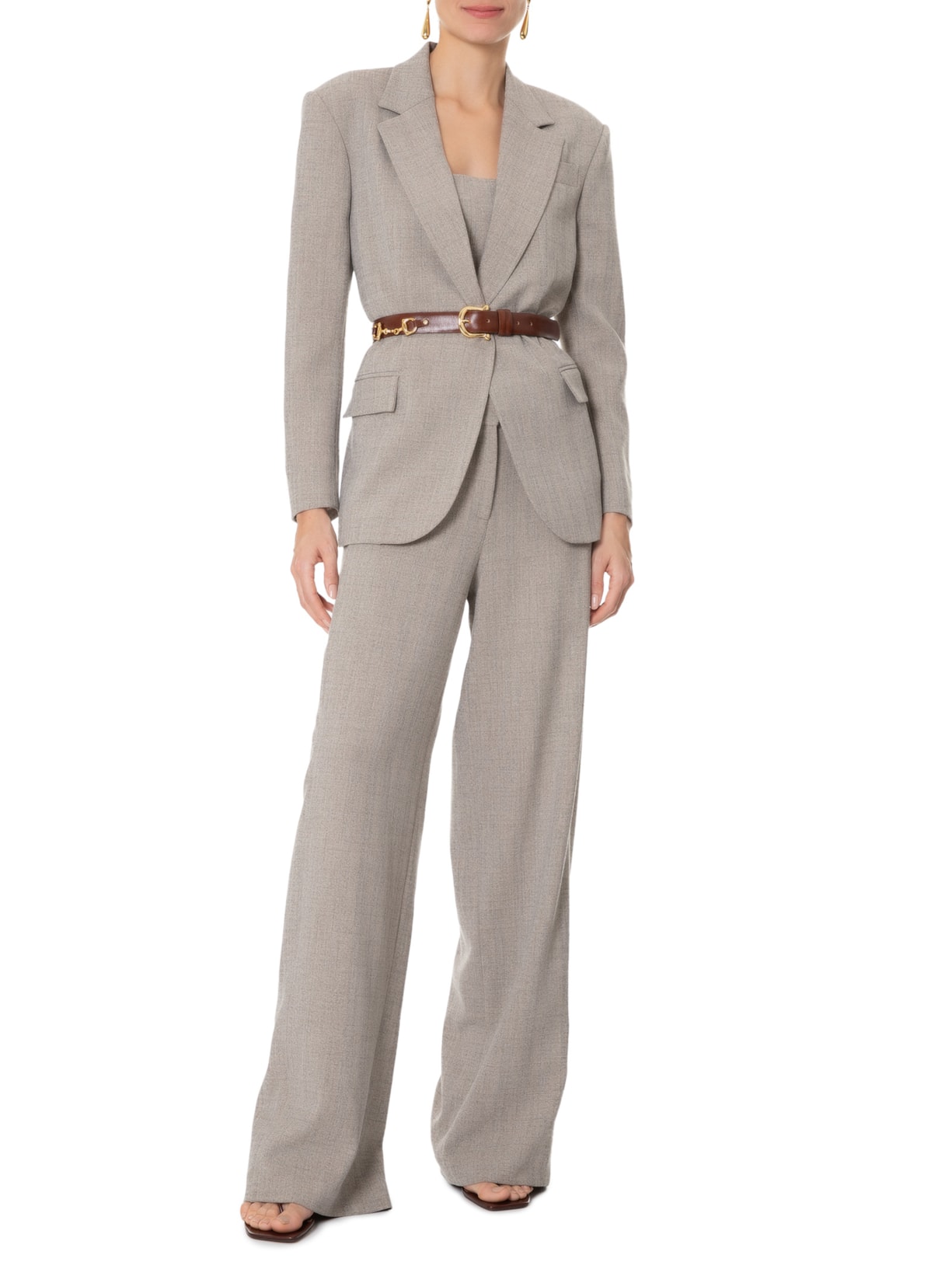 Blazer Feminino Denner Cinza Carol Bassi
