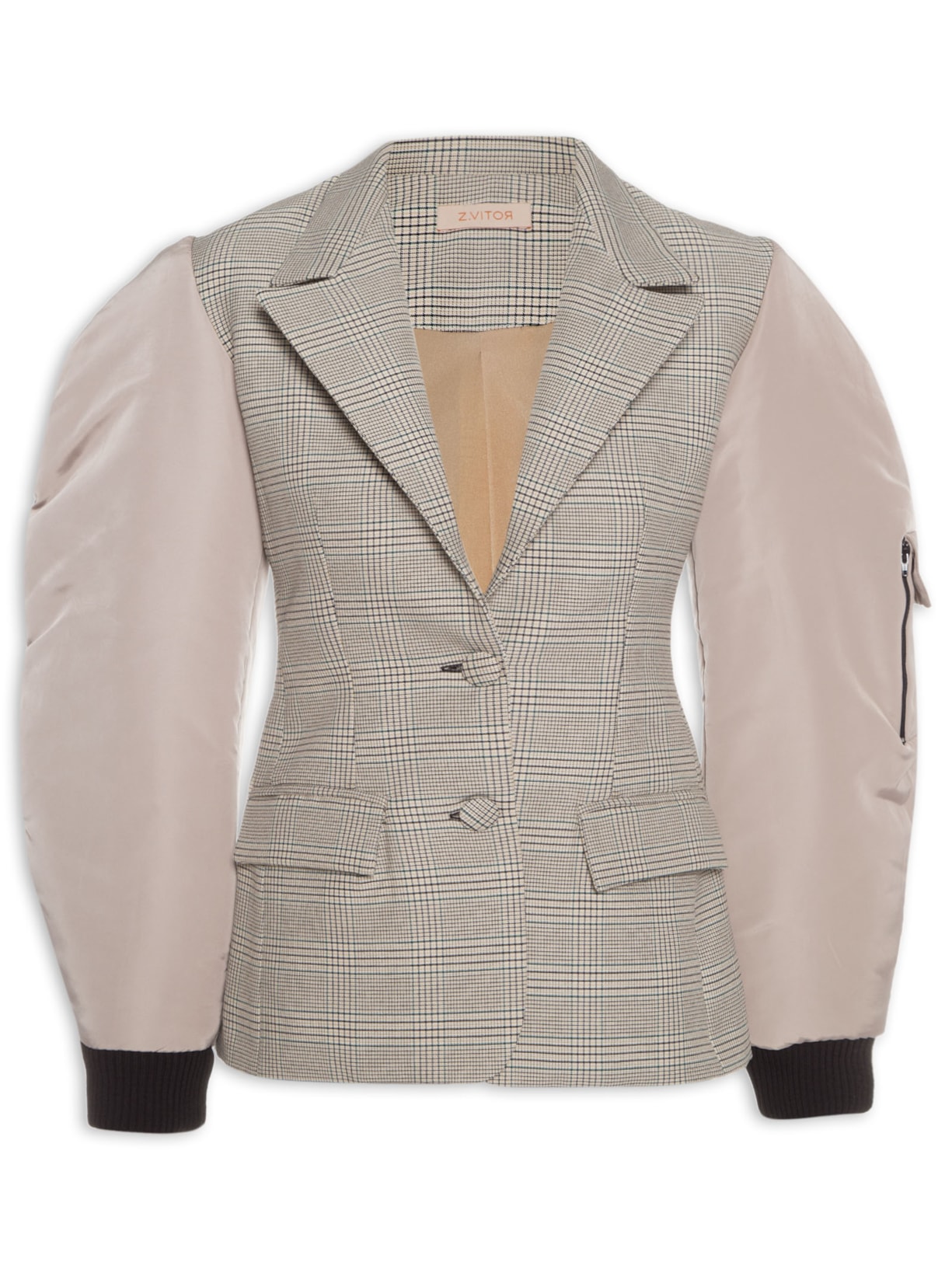 Blazer Feminino Denver Xadrez Np - Bege