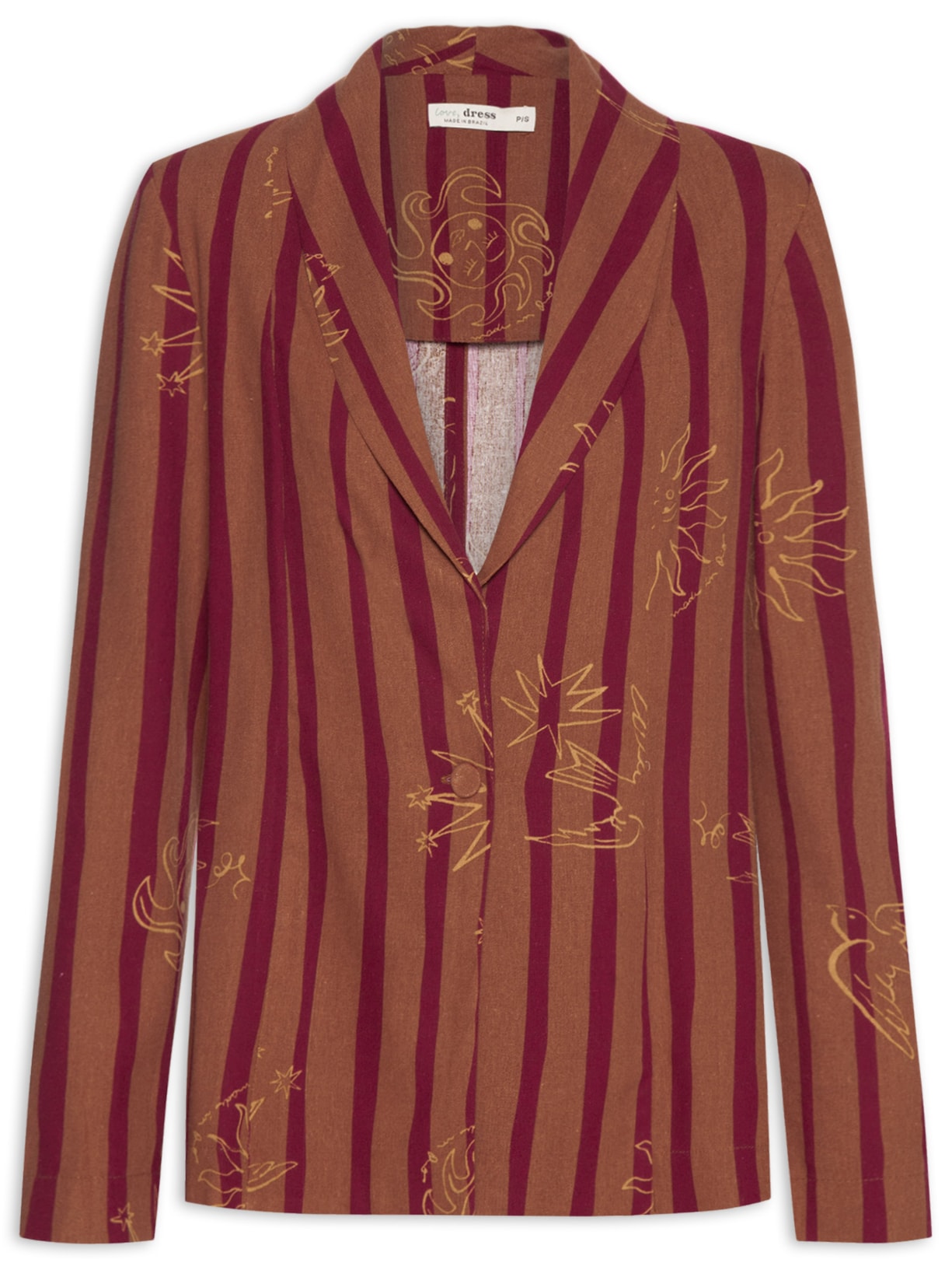 Blazer Feminino Estampa Encanto - Marrom