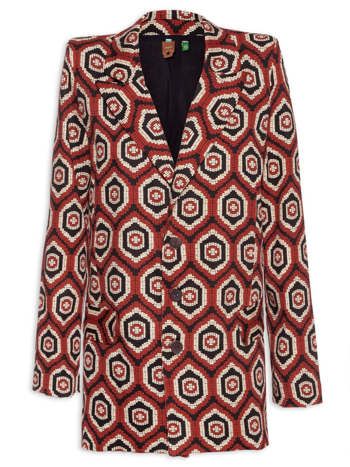 Blazer Feminino Gráfico Coral - Preto