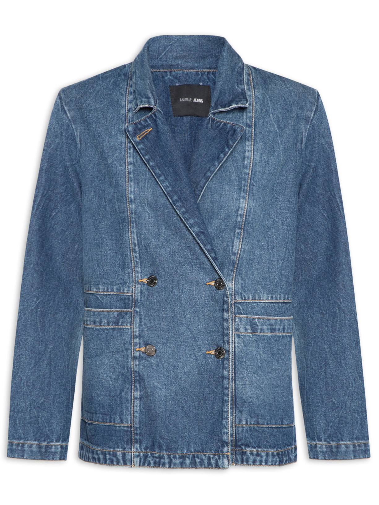 Blazer Feminino Jeans Stoned Marmorizado - Azul