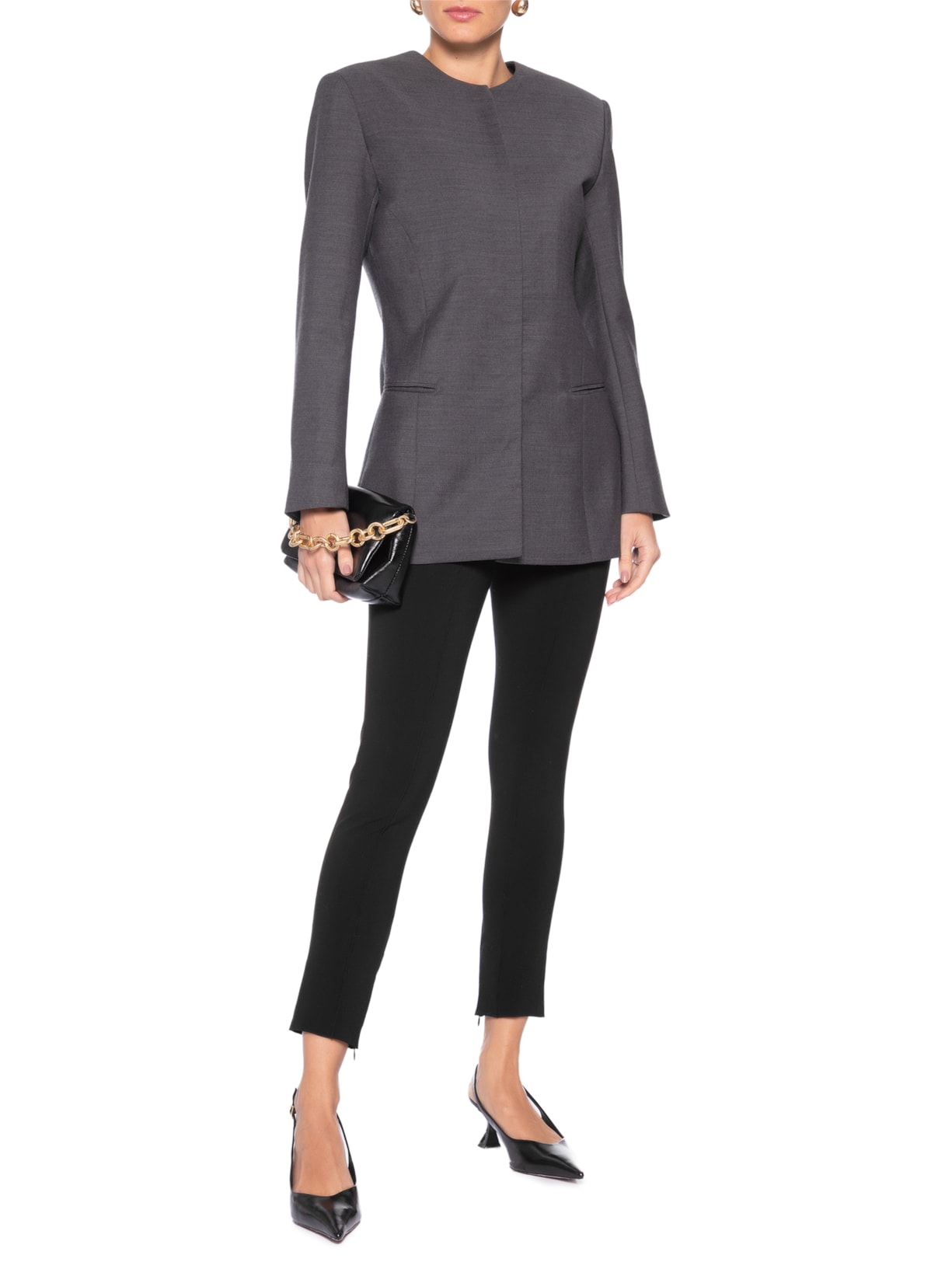 Blazer Feminino Lã Laine Cinza Andrea Bogosian