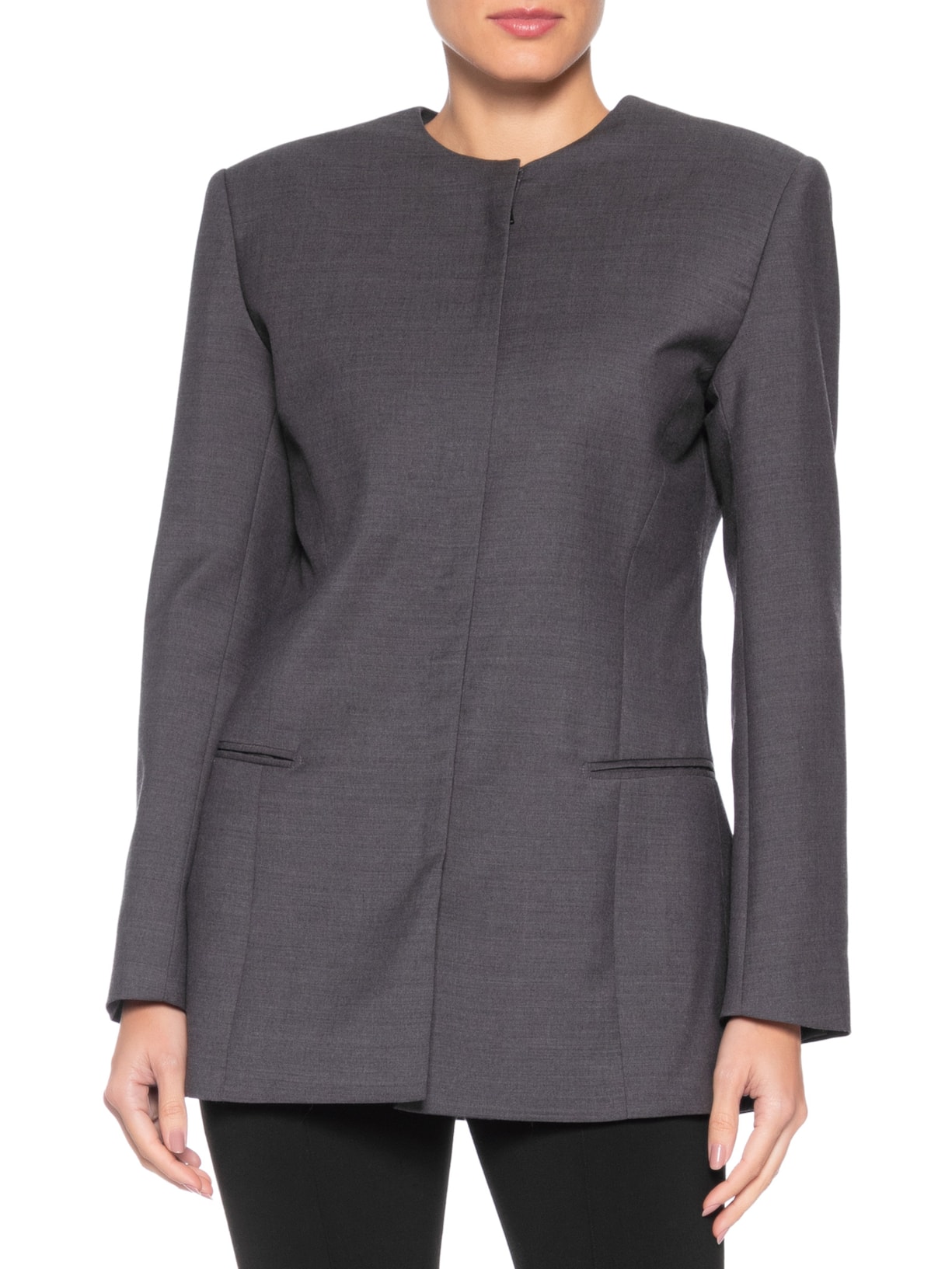 Blazer Feminino Lã Laine Cinza Andrea Bogosian