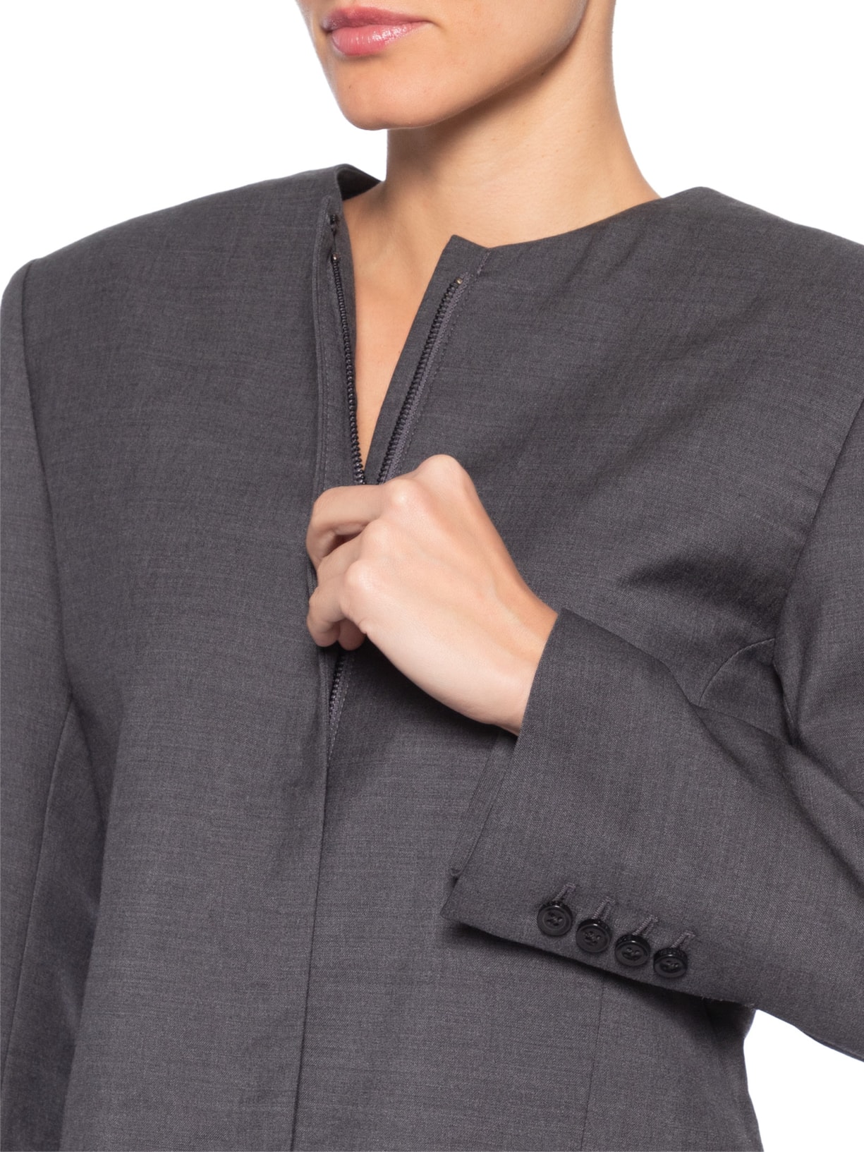 Blazer Feminino Lã Laine Cinza Andrea Bogosian