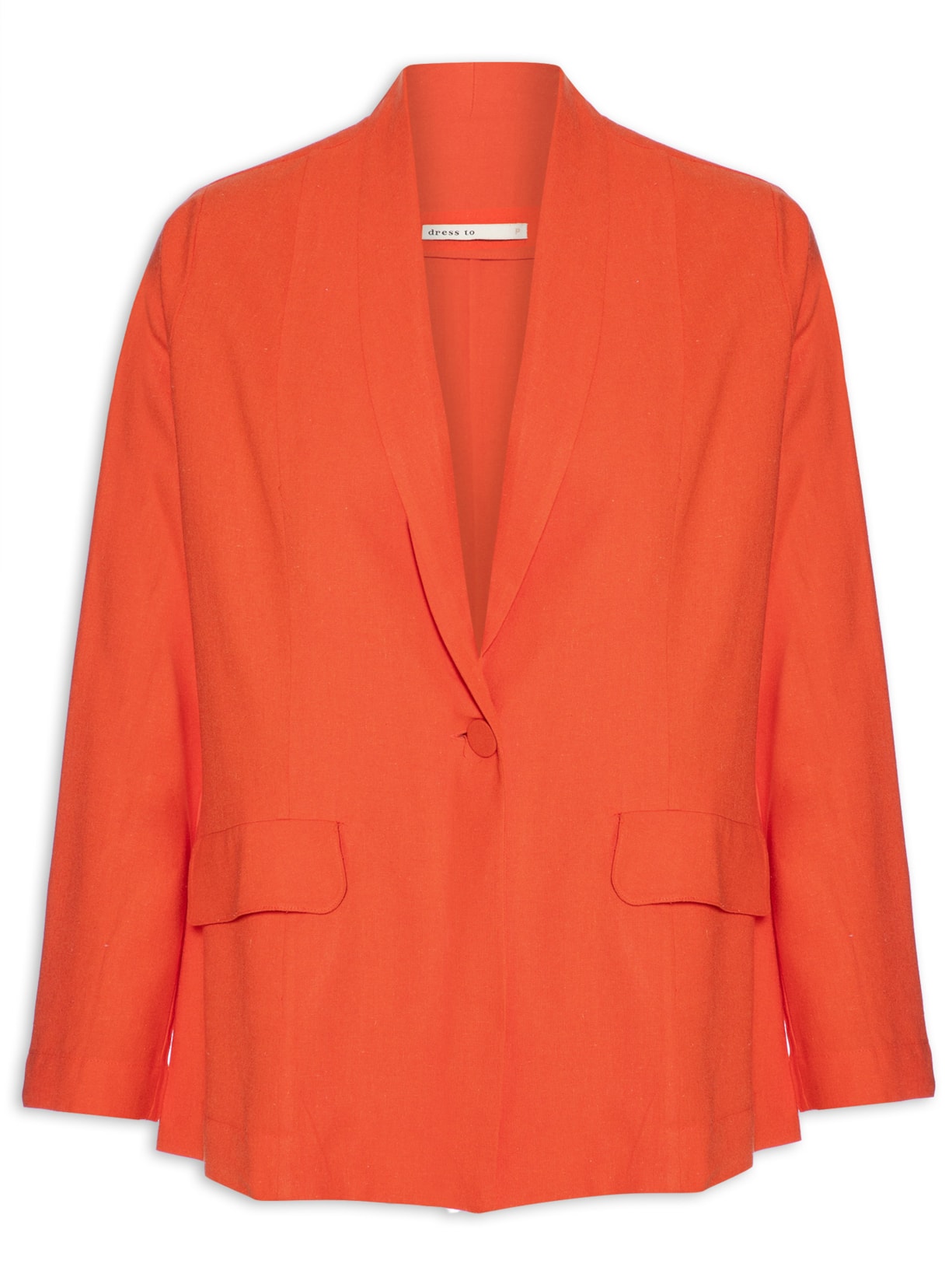 Blazer Feminino Linho Bolsos - Vermelho