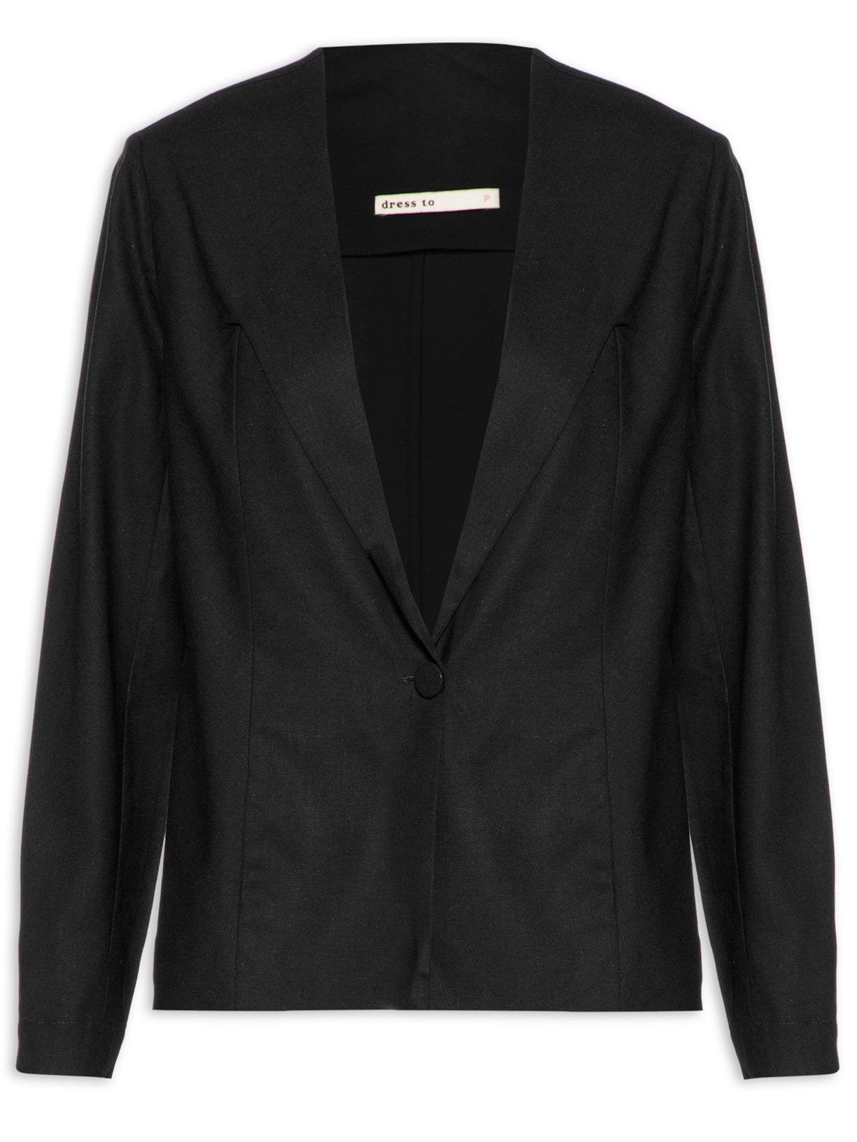 Blazer Feminino Linho Botões Punho - Preto