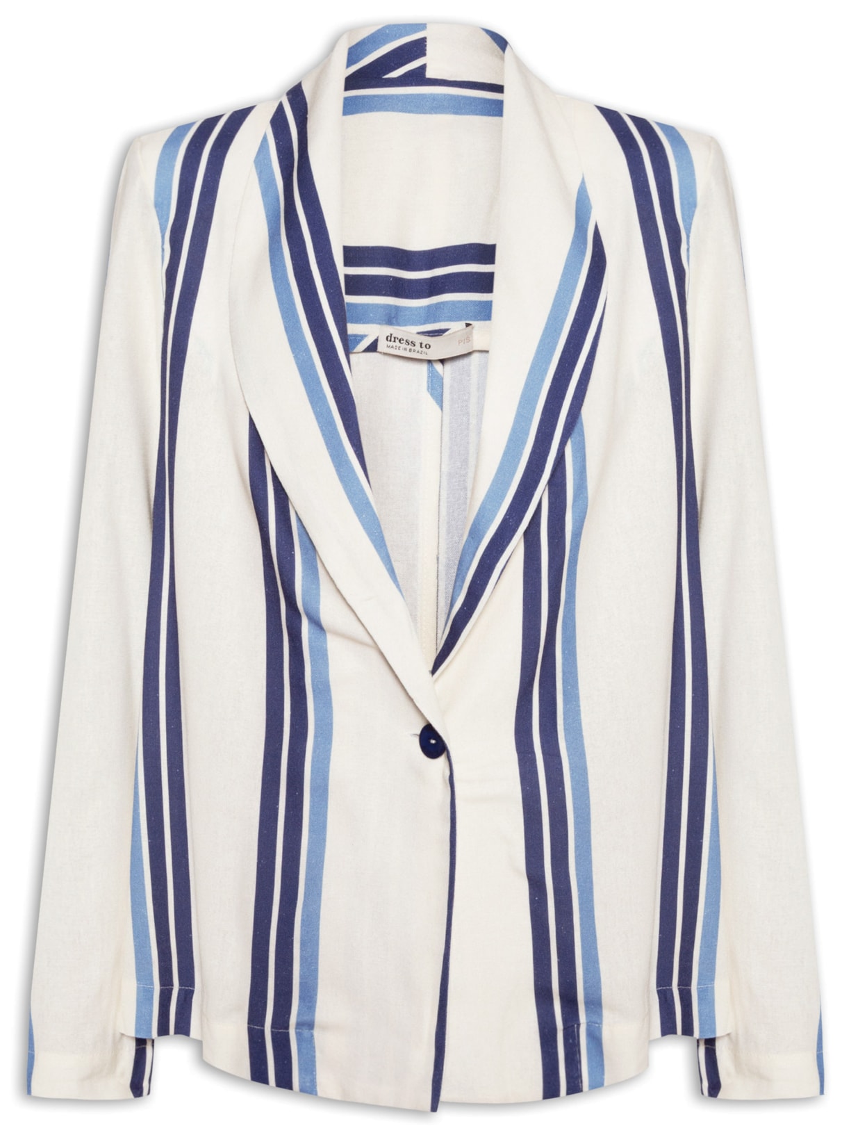 Blazer Feminino Linho Estampa Listra Joá - Azul