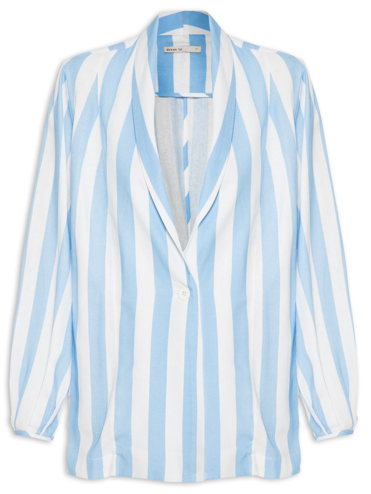 Blazer Feminino Linho Estampa Maritima - Azul