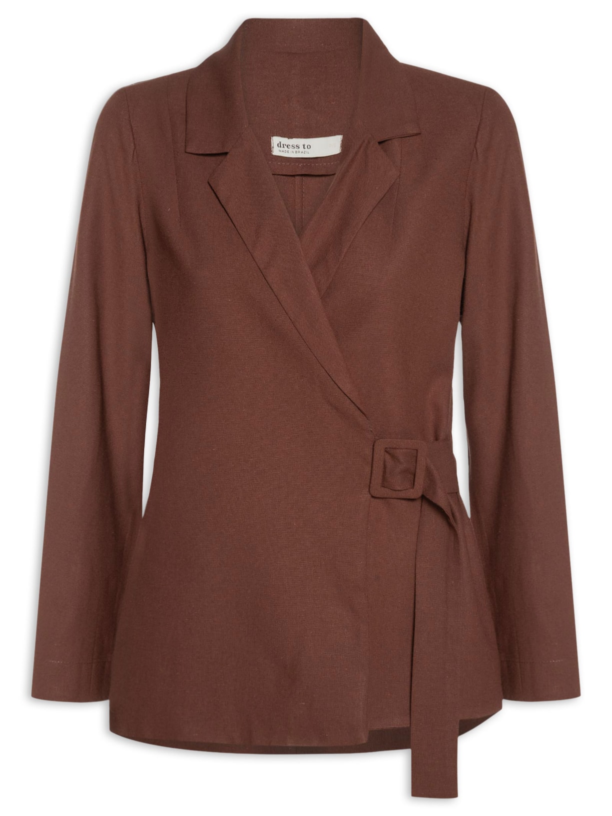 Blazer Feminino Linho Fivela - Marrom