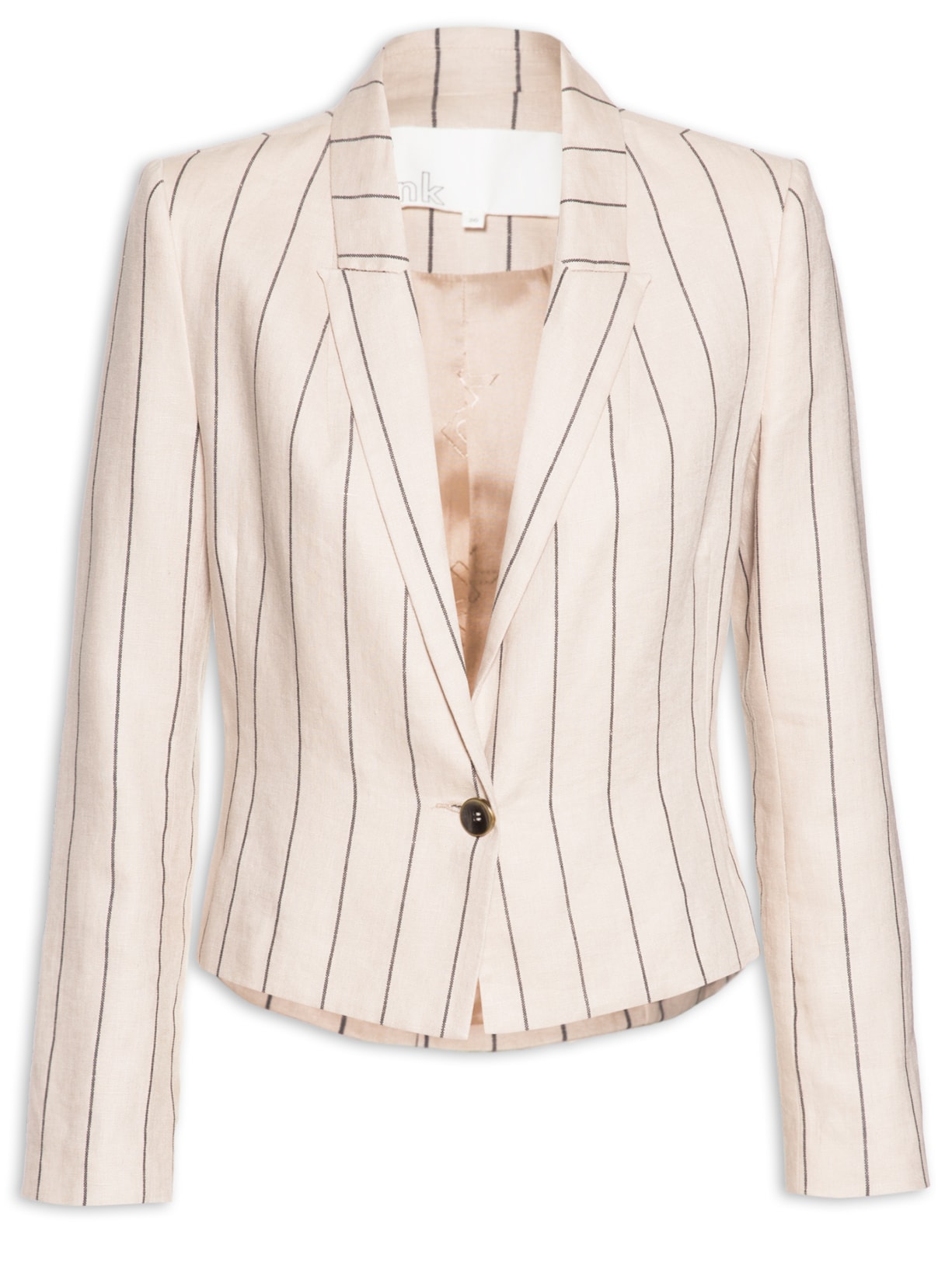 Blazer Feminino Linho Risca Malu - Bege
