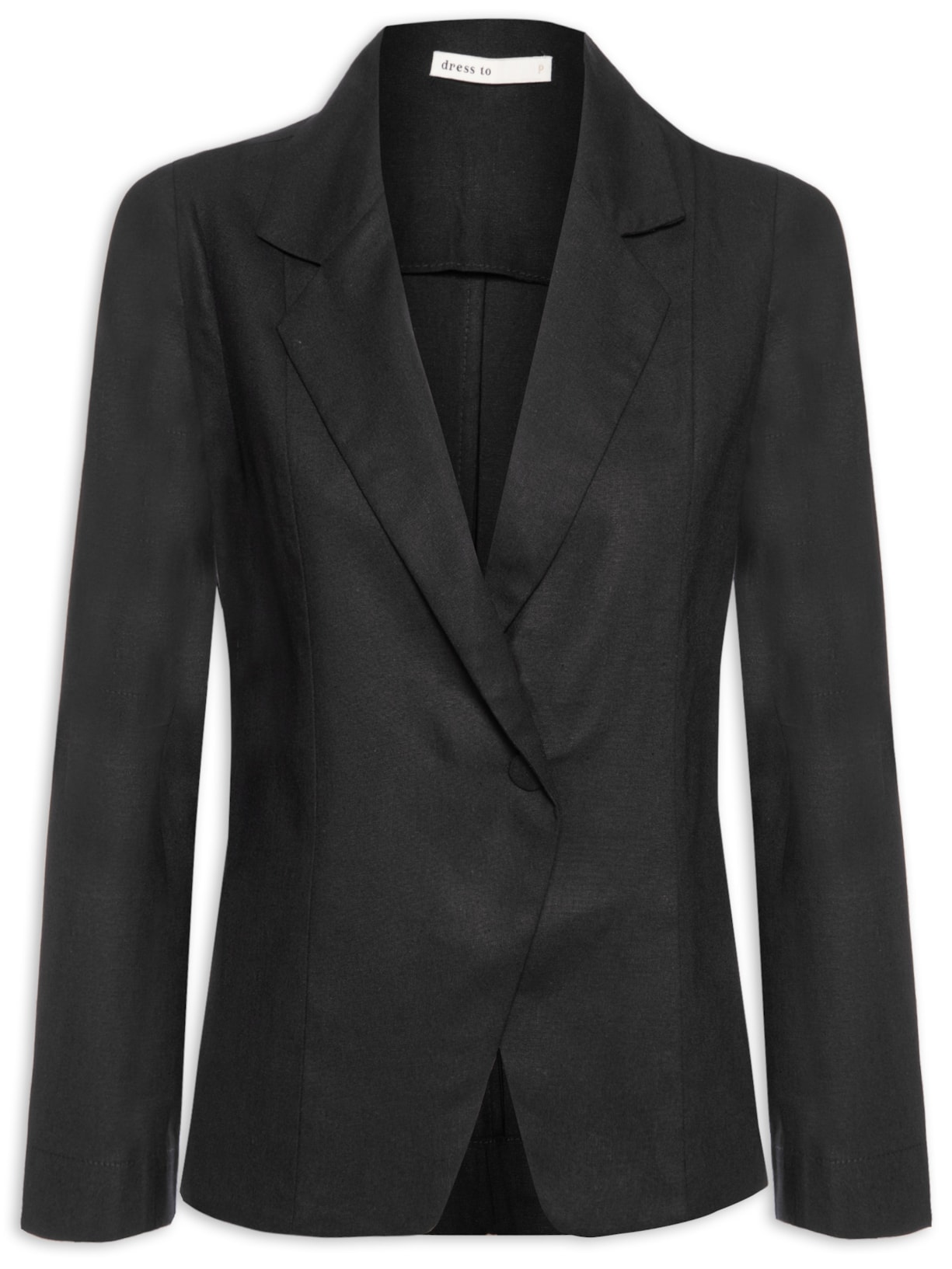 Blazer Feminino Linho Transpassado - Preto