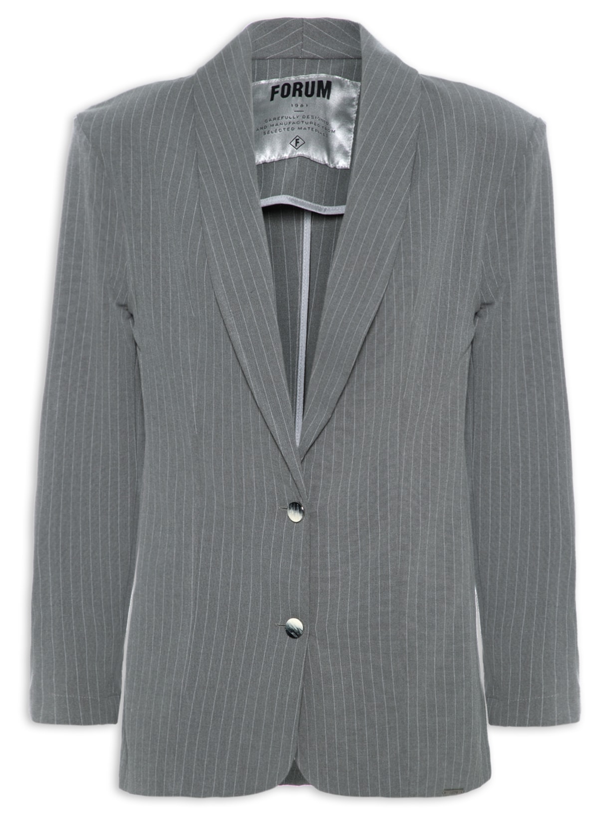 Blazer Feminino Listrado - Cinza