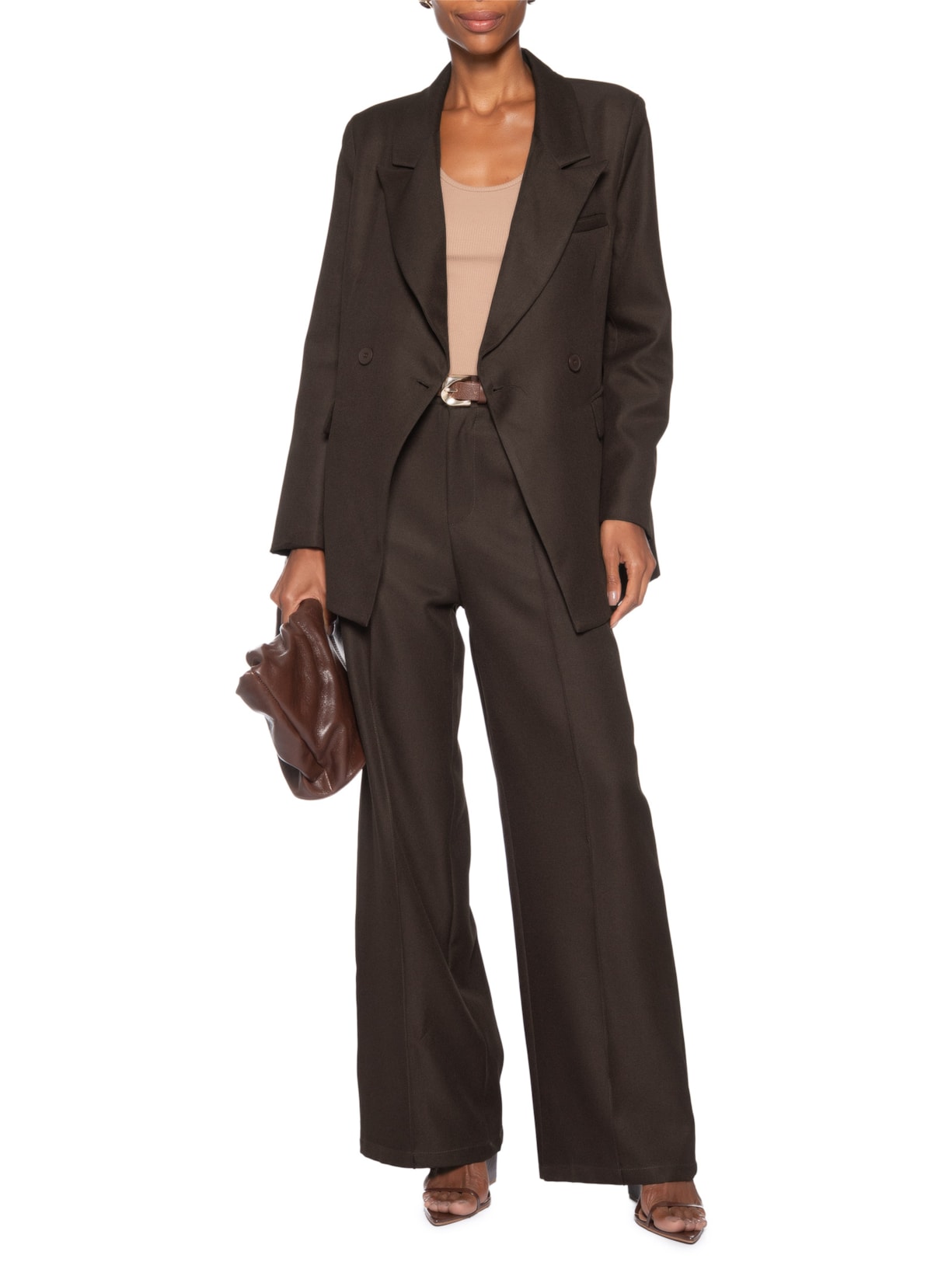 Blazer Feminino Oversized Alfaiataria Marrom '2Essential