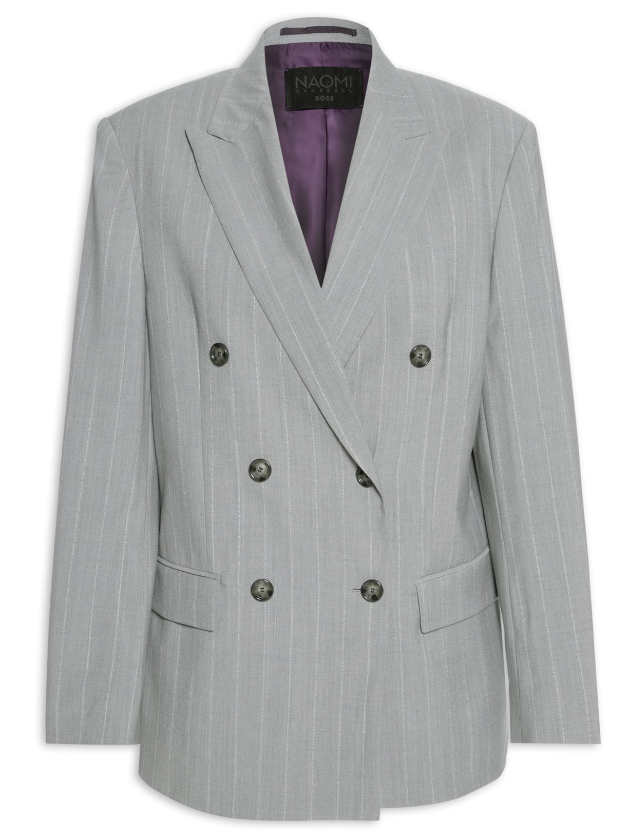 Blazer Feminino Oversized Em Lã Rica De Giz - Cinza