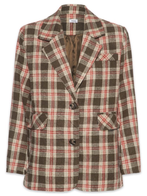 Blazer Feminino Oversized Xadrez - Bege