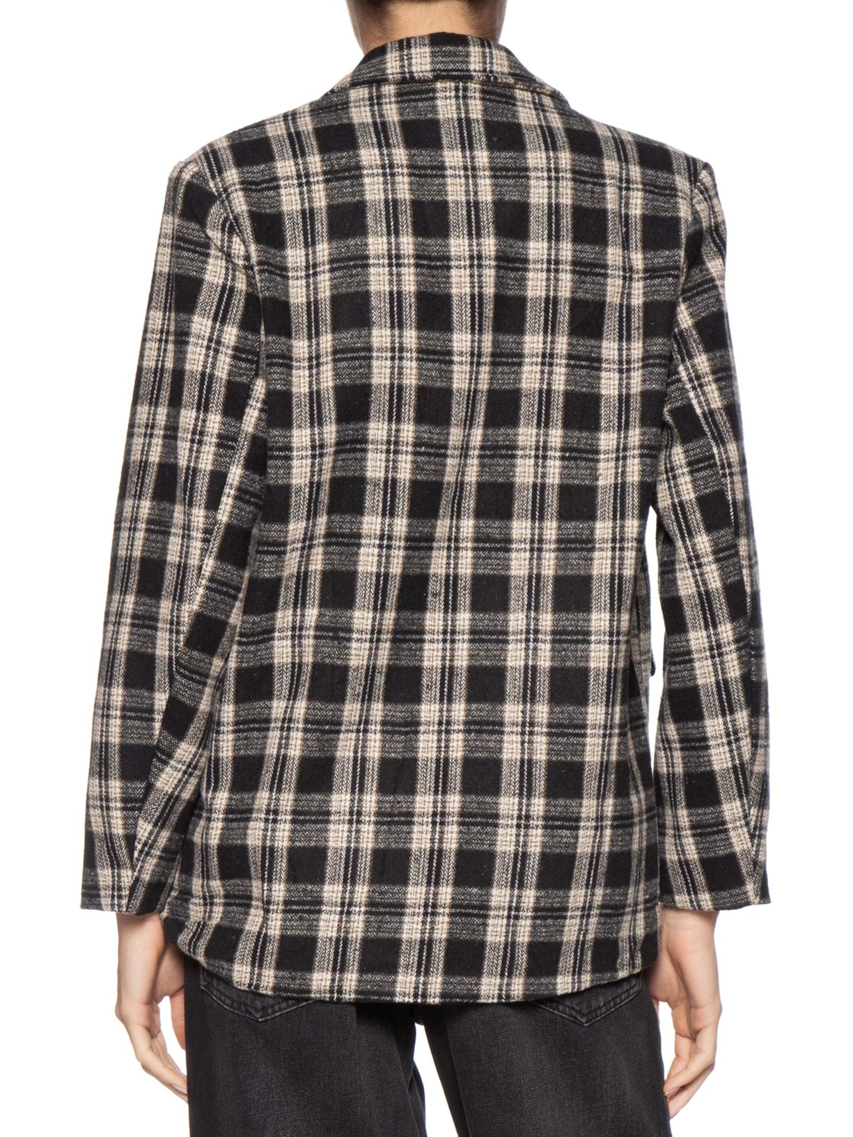 Blazer Feminino Oversized Xadrez Preto Basiq