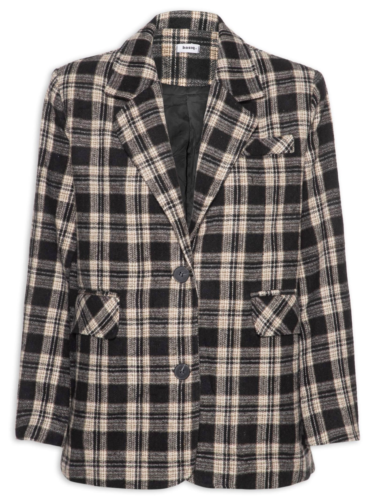 Blazer Feminino Oversized Xadrez - Preto