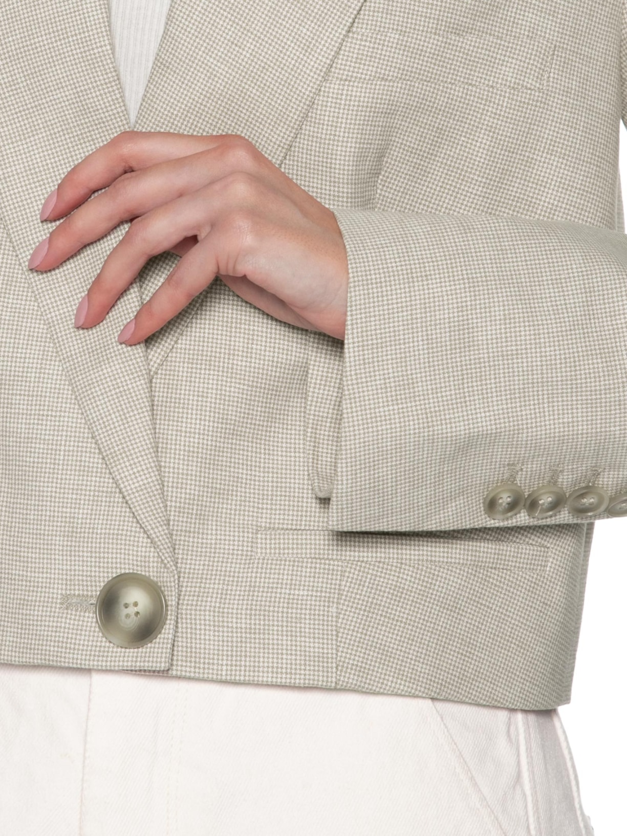 Blazer Feminino Quadradinho Pied de Poule Bege Animale