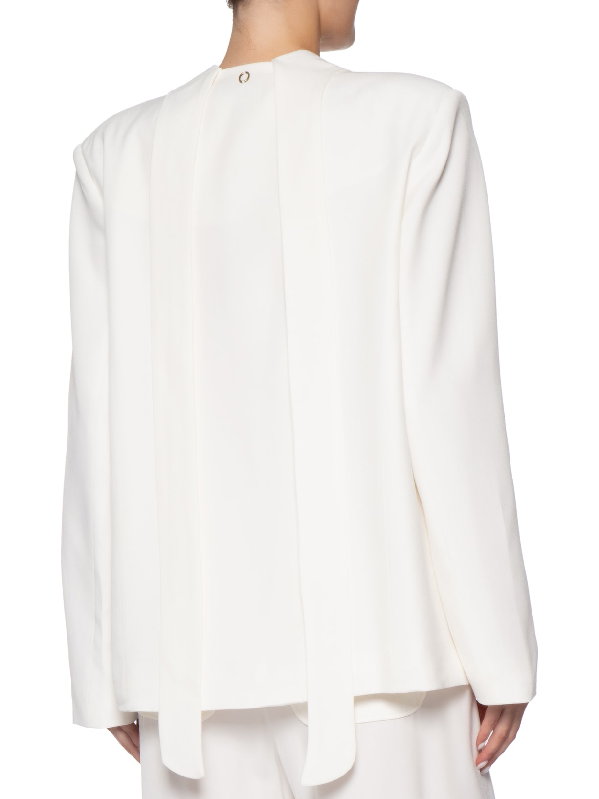 Blazer Feminino Regular Alongado Com Faixa Branco Bo