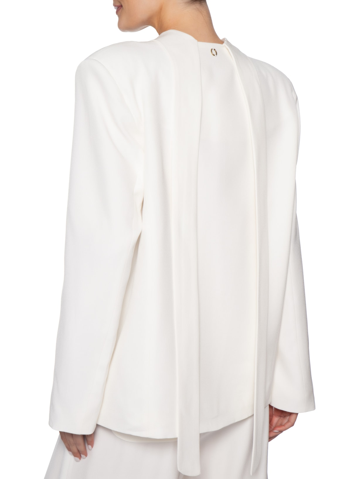 Blazer Feminino Regular Alongado Com Faixa Branco Bo