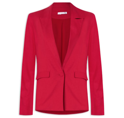 Blazer Feminino Reto E Alongado Em Linho Misto - Vermelho