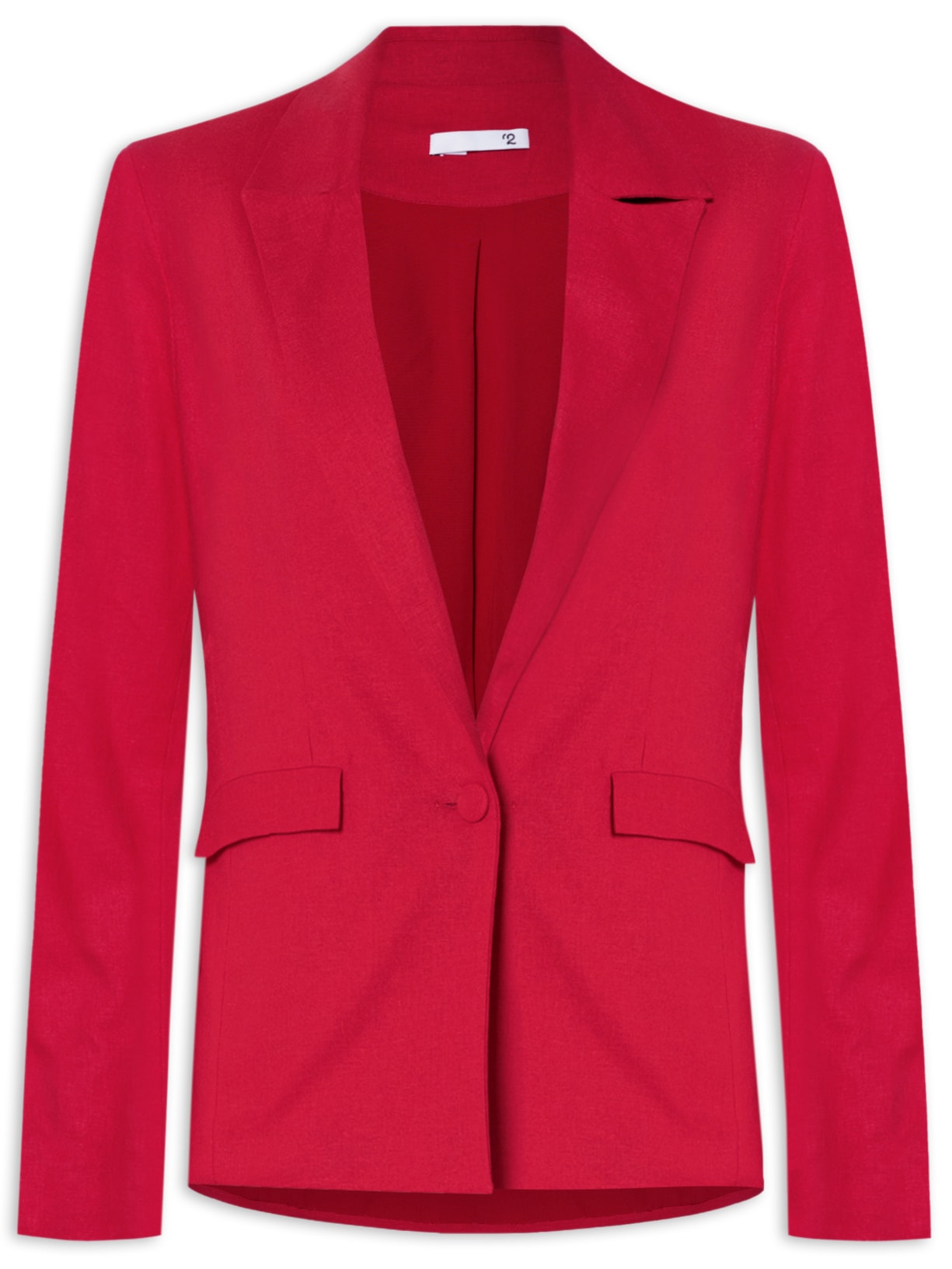 Blazer Feminino Reto E Alongado Em Linho Misto - Vermelho