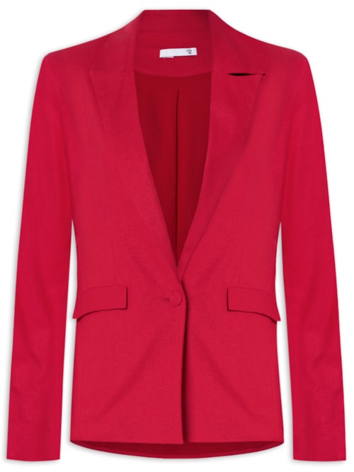 Blazer Feminino Reto E Alongado Em Linho Misto - Vermelho