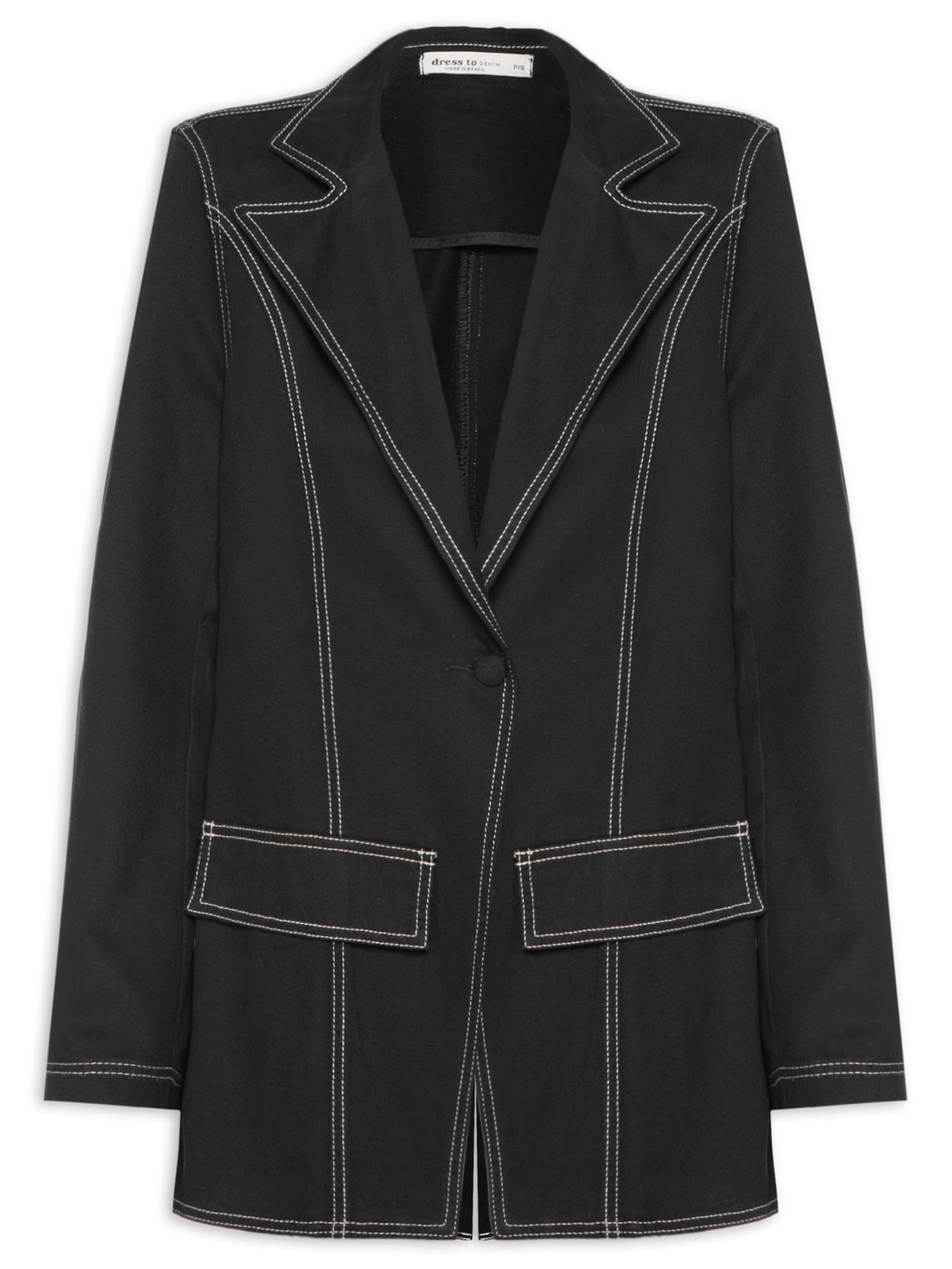 Blazer Feminino Sarja Pespontos - Preto