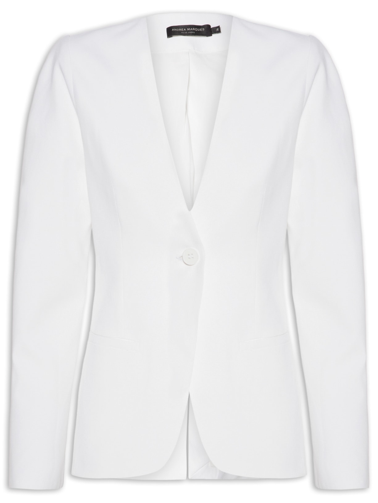 Blazer Feminino Sem Gola Manga Arco - Branco