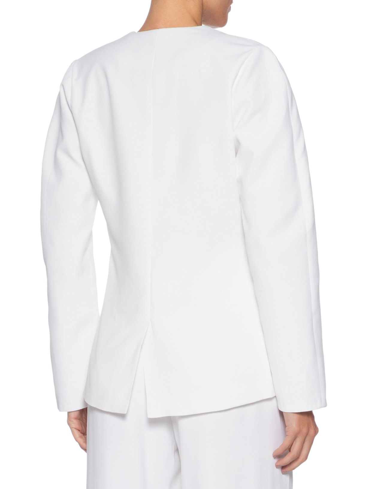 Blazer Feminino Sem Gola Manga Arco Branco Andrea Marques