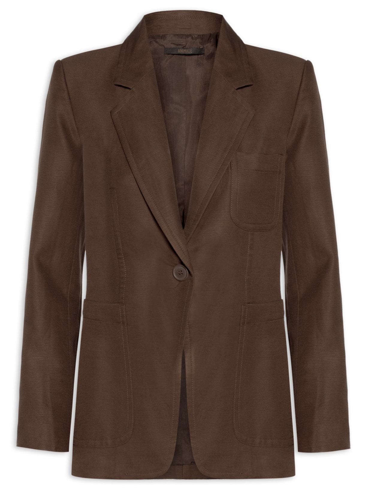 Blazer Feminino Slim Brumas Marrom Animale