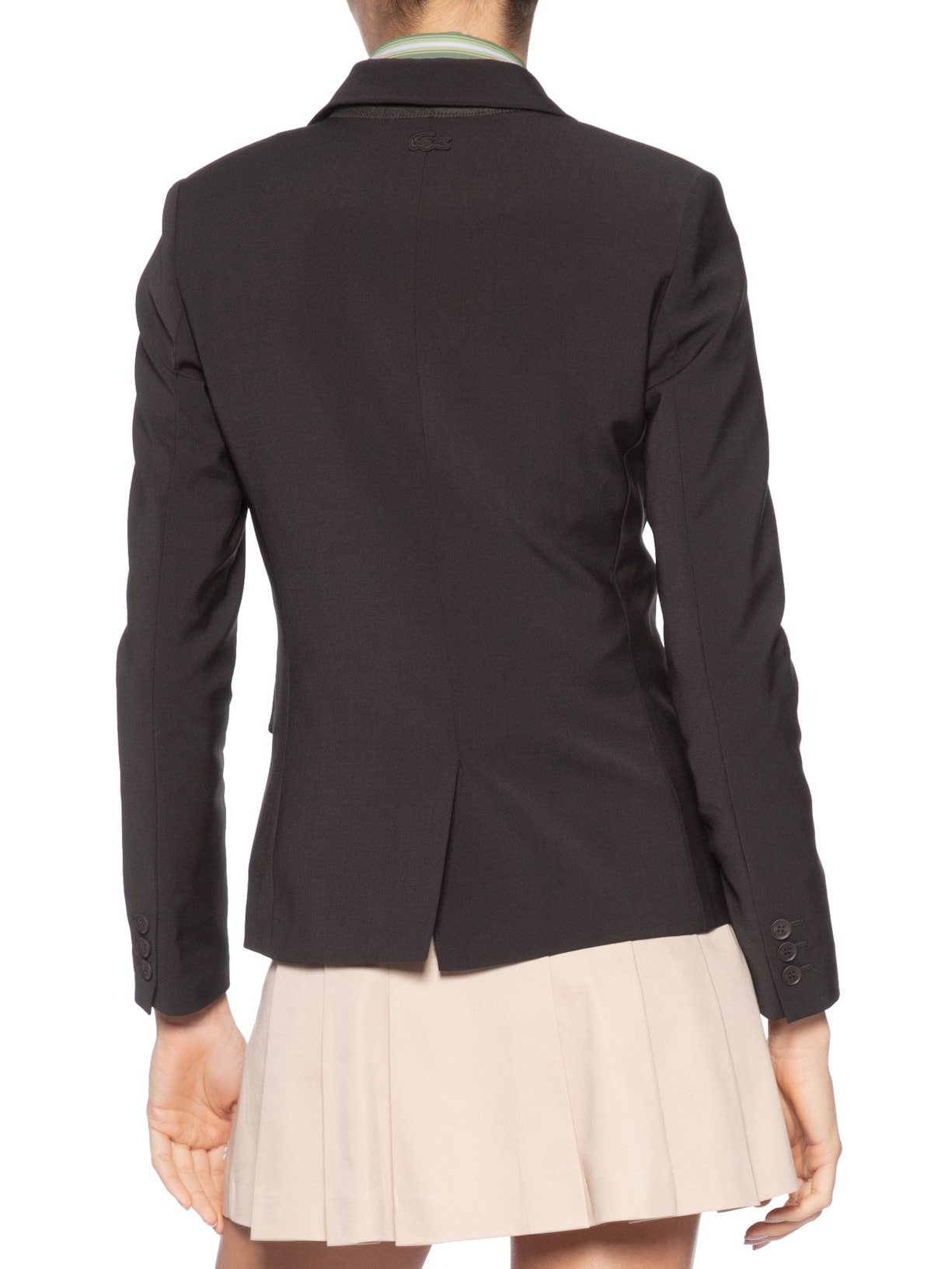 Blazer Feminino Slim Fit De Lã Com Logo Bordado Marrom Lacoste