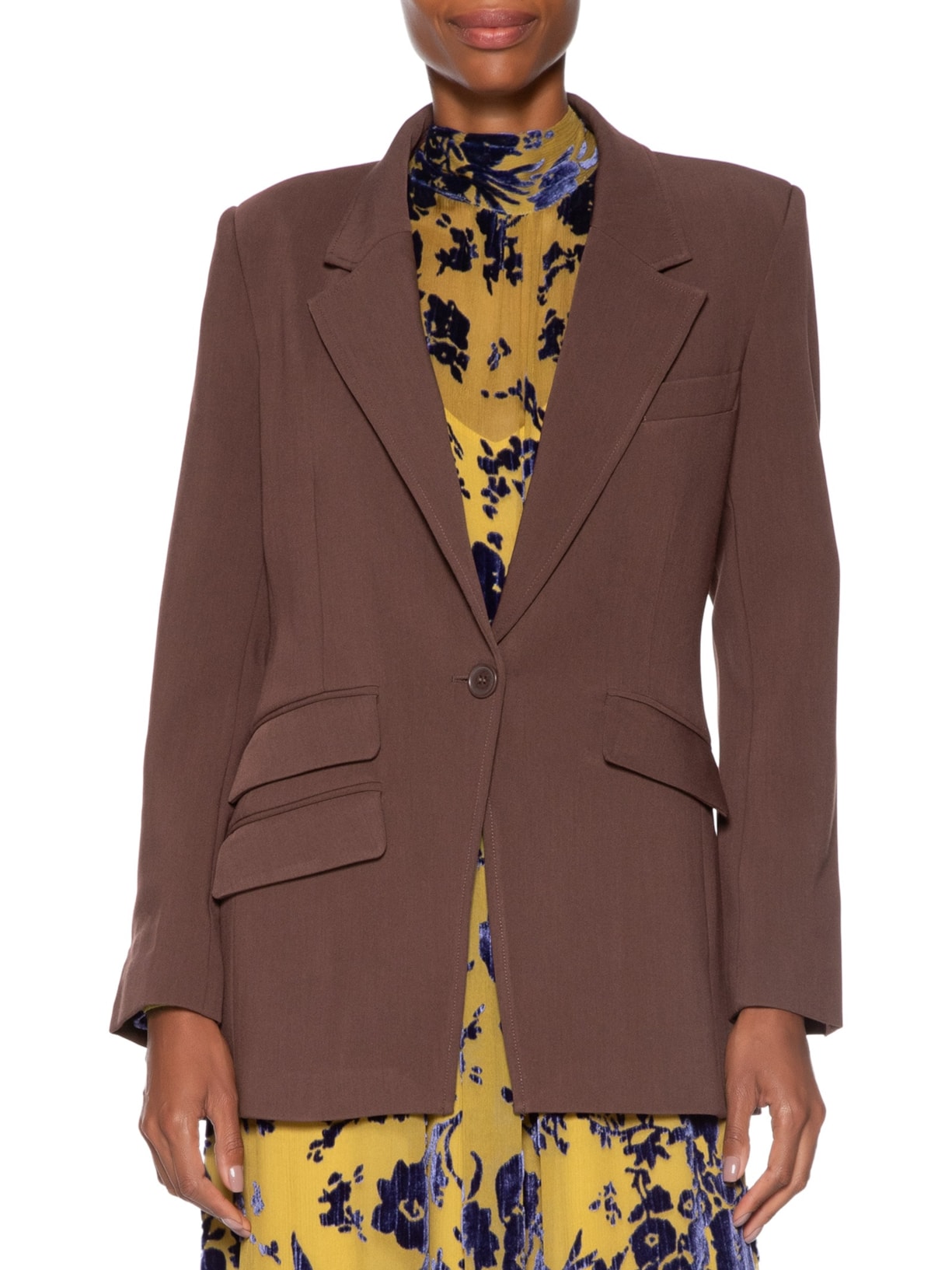 Blazer Feminino Slim Voyage Marrom Animale