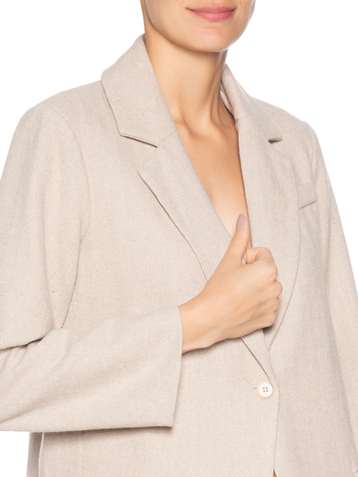 Blazer Feminino Texturizado Bege Basiq