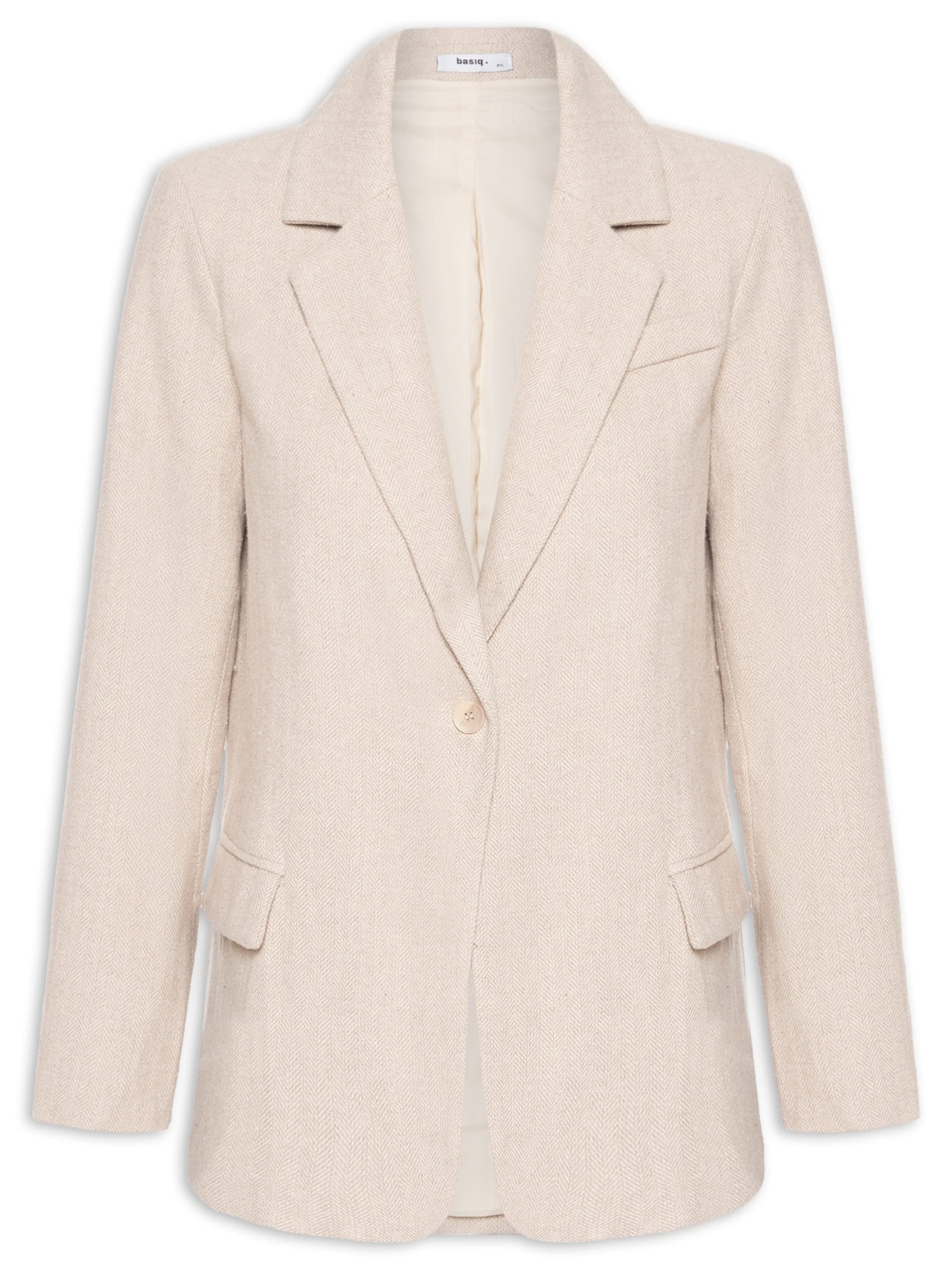 Blazer Feminino Texturizado Bege Basiq
