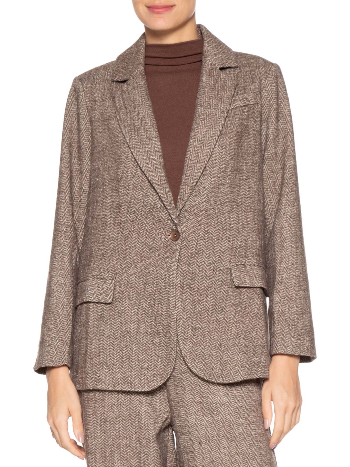 Blazer Feminino Texturizado Bege Basiq