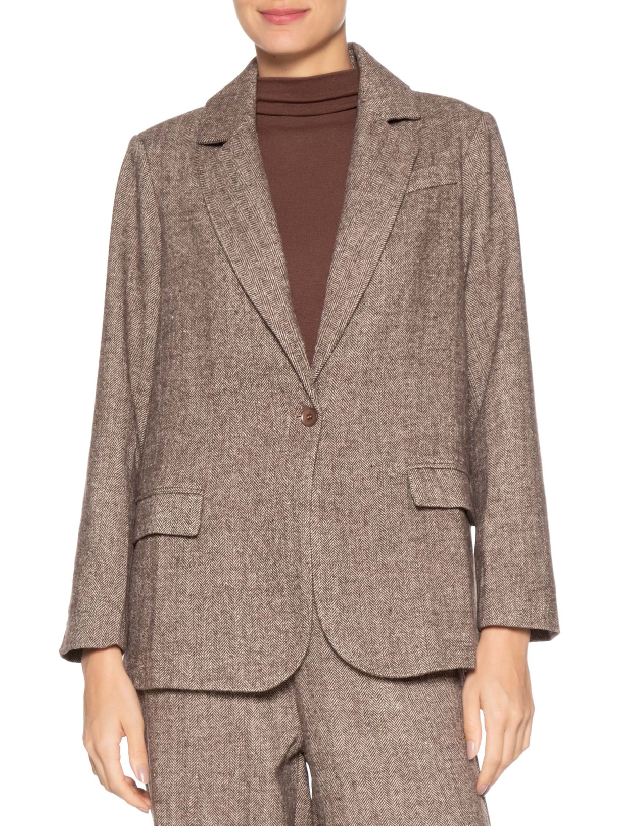 Blazer Feminino Texturizado Bege Basiq