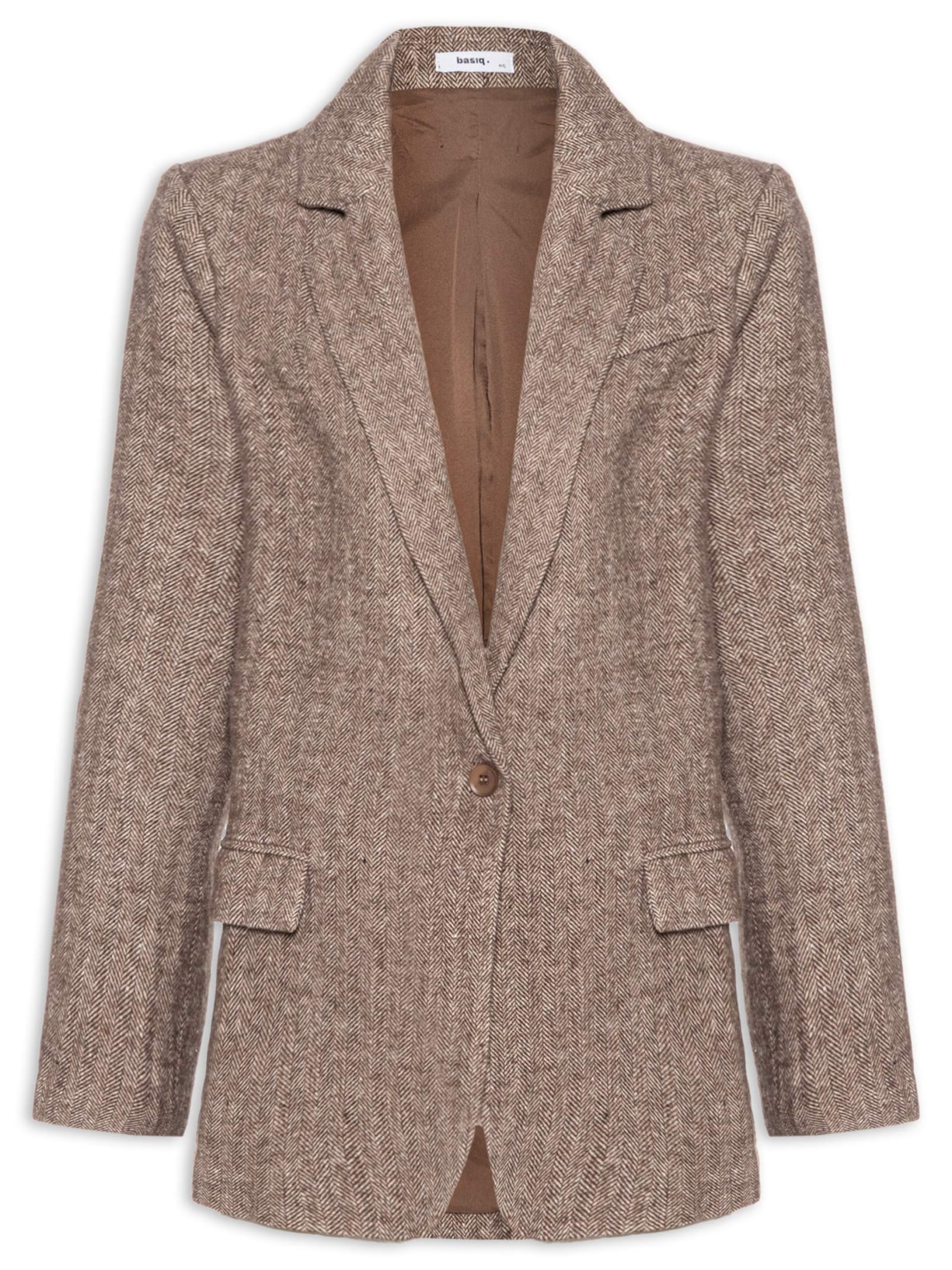 Blazer Feminino Texturizado Bege Basiq