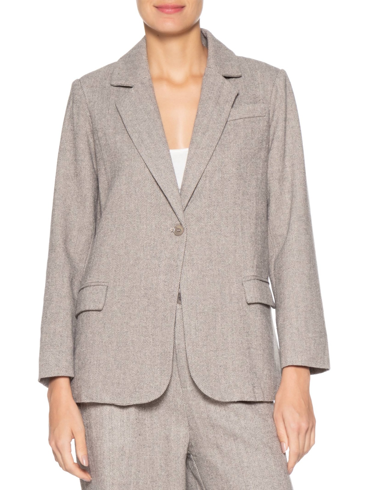 Blazer Feminino Texturizado Cinza Basiq