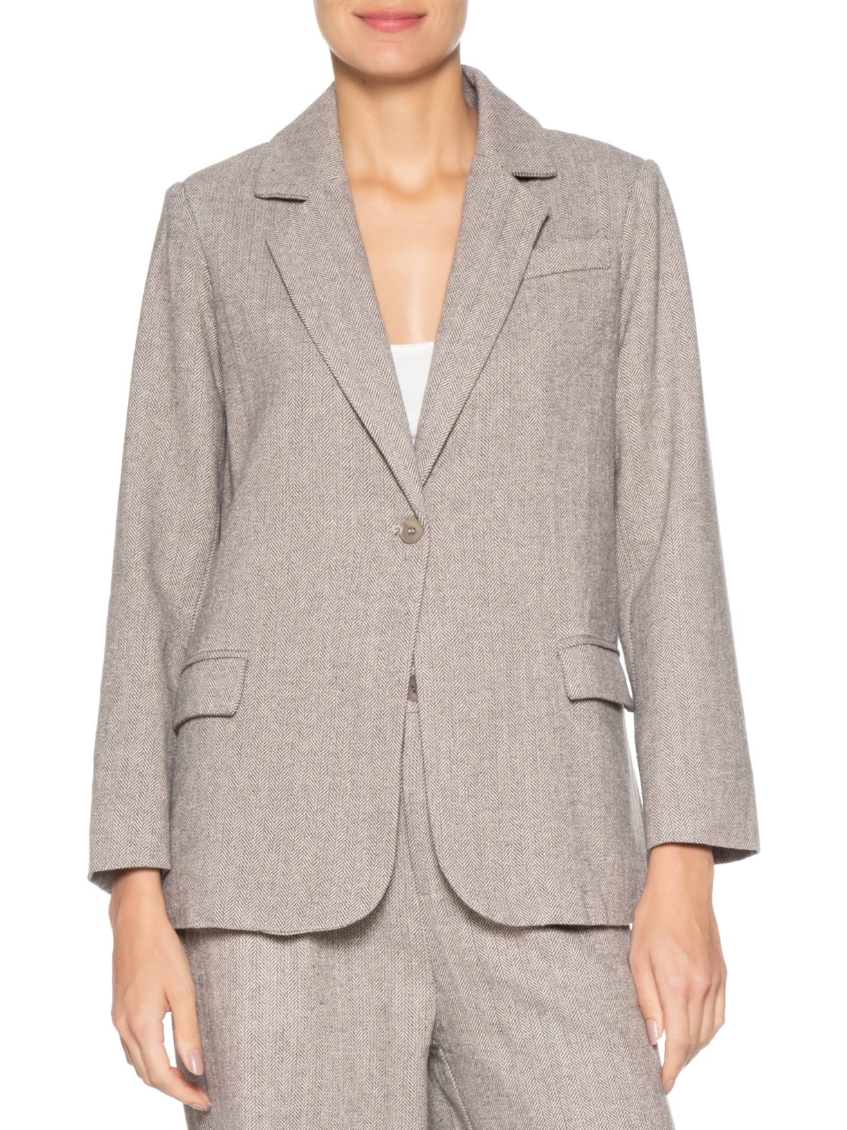 Blazer Feminino Texturizado Cinza Basiq