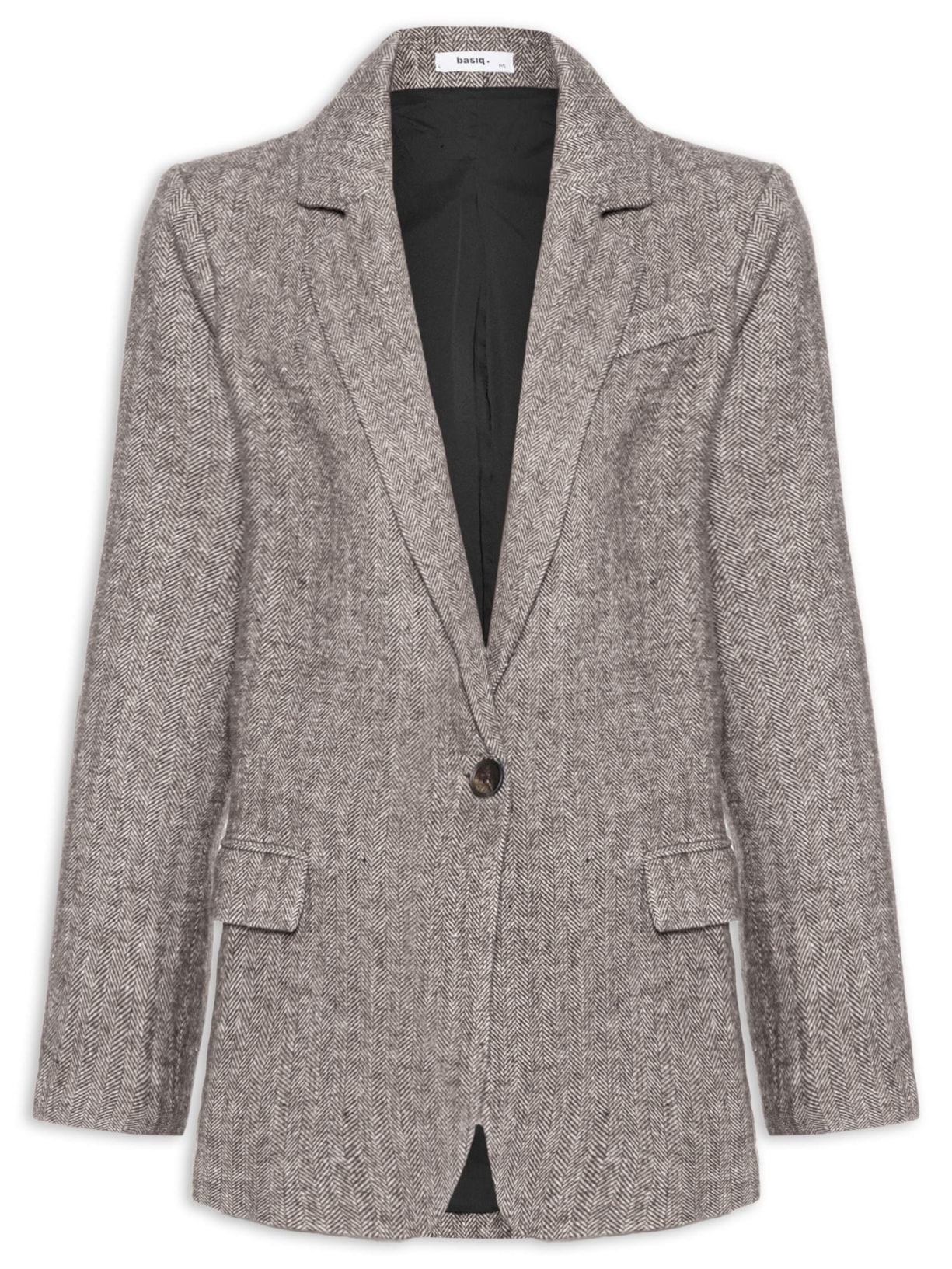 Blazer Feminino Texturizado Cinza Basiq