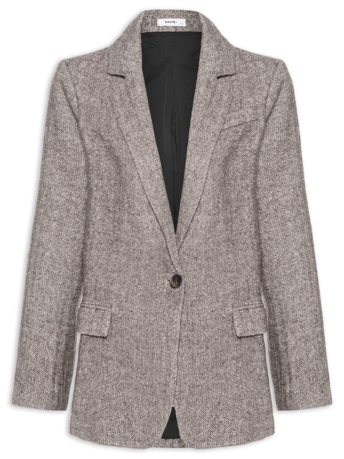 Blazer Feminino Texturizado - Cinza