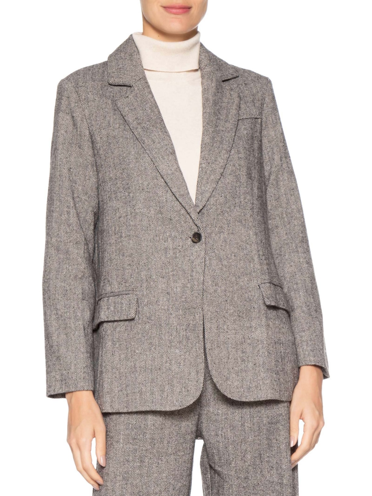 Blazer Feminino Texturizado Cinza Basiq