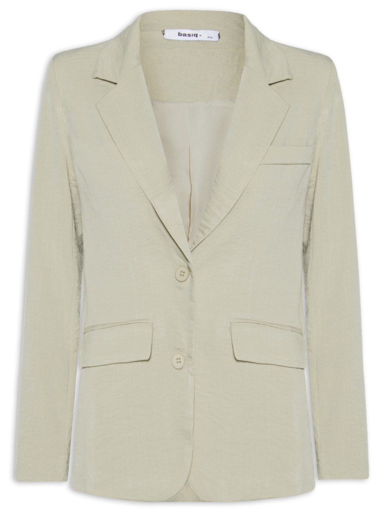 Blazer Feminino Texturizado Com Bolso Bege Basiq