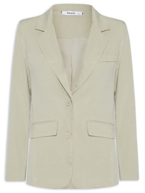 Blazer Feminino Texturizado Com Bolso - Bege