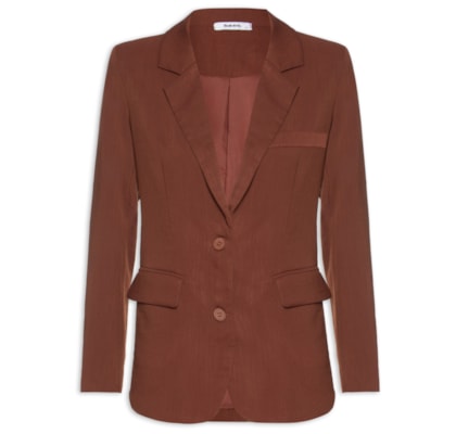 Blazer Feminino Texturizado Com Bolso - Marrom